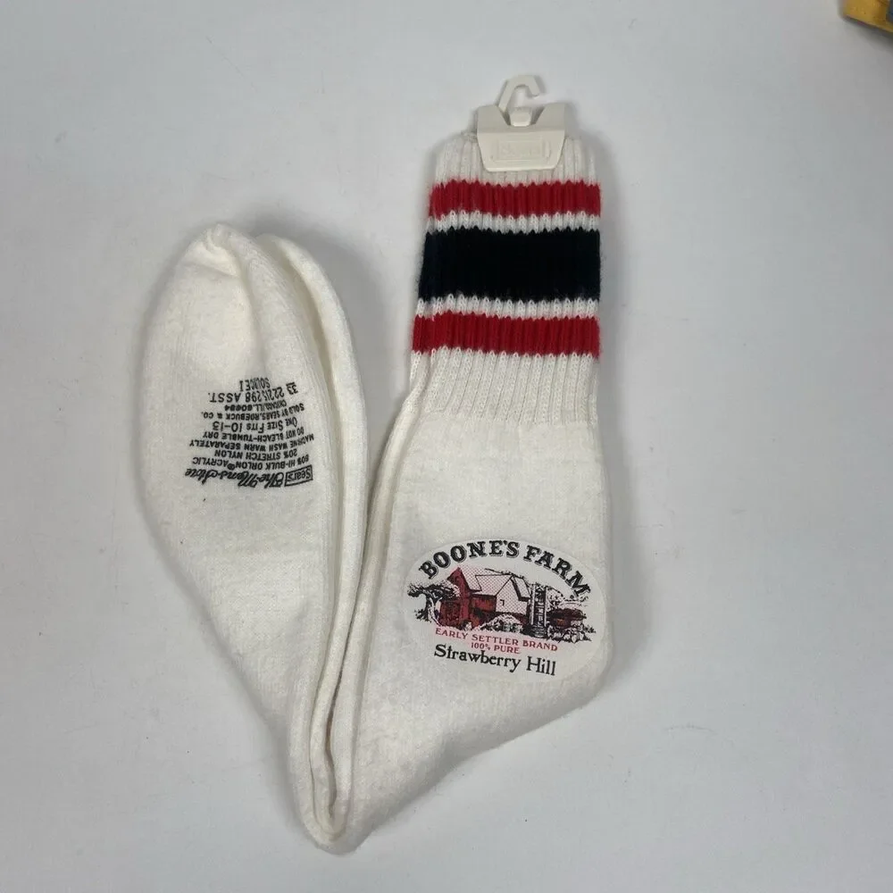 Vintage Sears Boone's Farm Strawberry Hill Tube Socks Late 70 Large 10-13